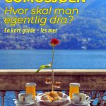 Frokostbord med kaffe, croissanter og en rød rose på en terrasse med utsikt over Comosjøen