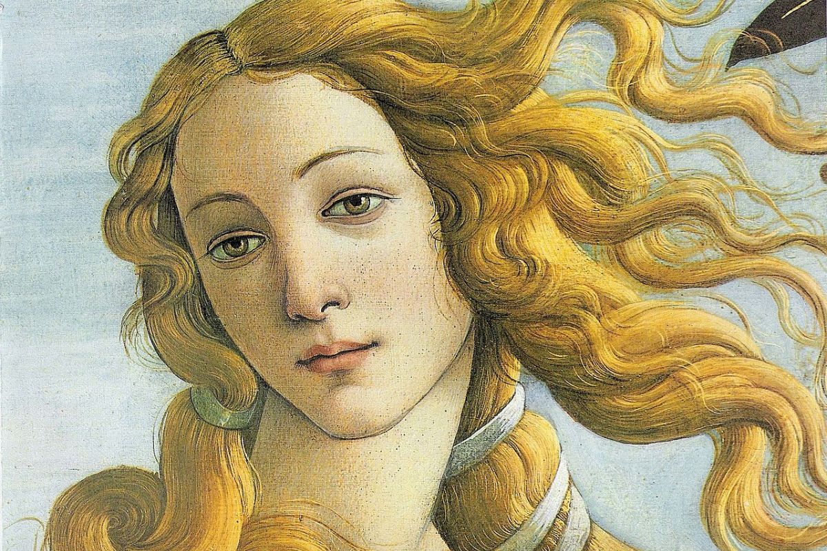 Nascita di Venere Nærbilde av ansiktet til Venus fra Botticellis maleri Venus’ fødsel – et symbol på skjønnhet, ynde og stille melankoli.
