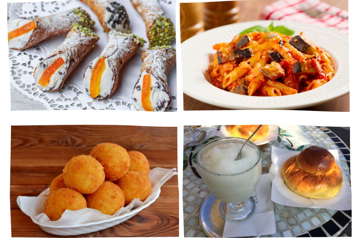 Typisk mat fra Sicilia: cannoli, pasta alla Norma, arancini og granita med brioche