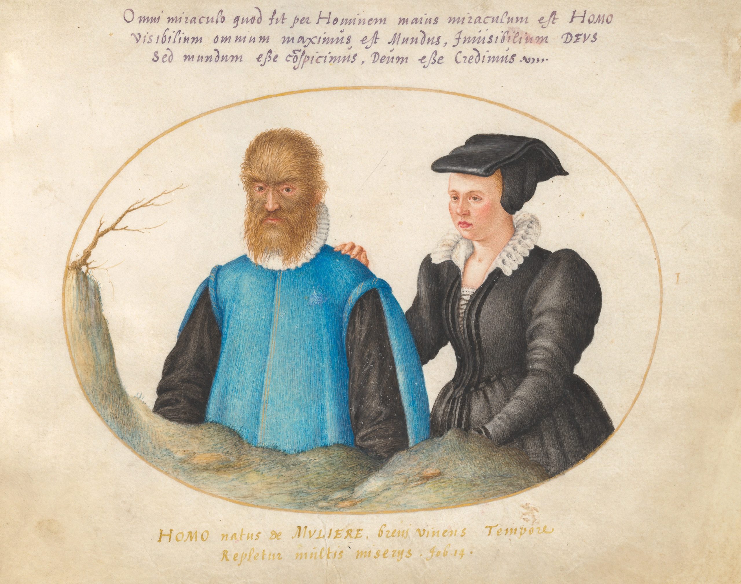Portrett av Petrus Gonsalvus og hans kone Catherine – den historiske inspirasjonen til eventyret om Skjønnheten og udyret.