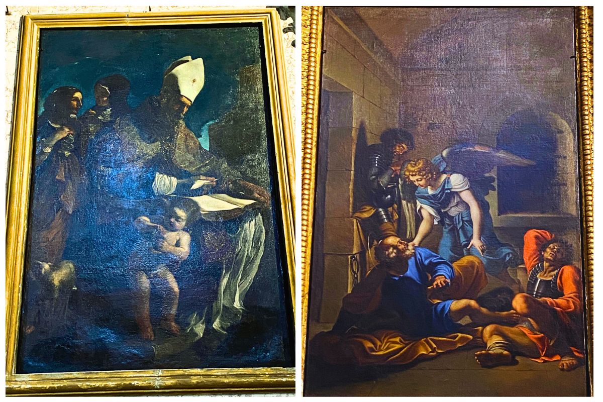 Malerier av Guercino i San Pietro in Vincoli i Roma, blant dem Sant'Agostino og Peters befrielse fra fengselet.